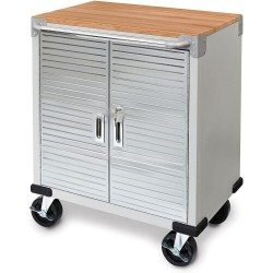 Lockable Trolley Base 2-Door Rolling Cabinet